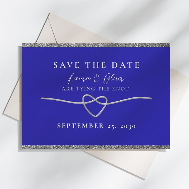 Silver Royal Blue Wedding speichert das Datum Save The Date (Von Creator hochgeladen)