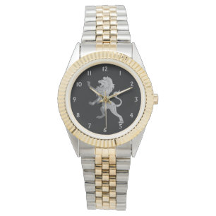 Silver Royal Lion on Black Armbanduhr