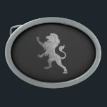 Silver Royal Lion on Black Ovale Gürtelschnalle<br><div class="desc">Silberlöwe auf schwarz</div>