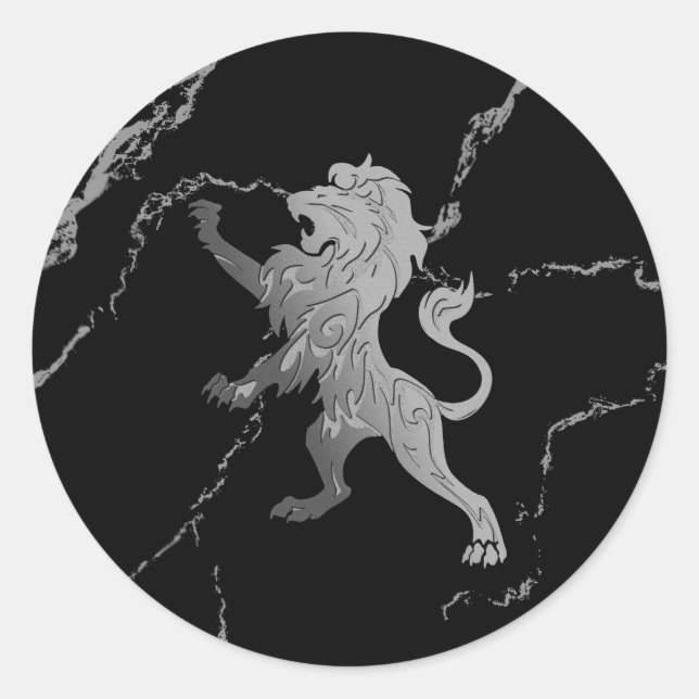 Silver Royal Lion Runder Aufkleber (Vorderseite)