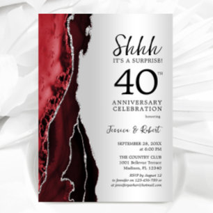 Silver Ruby Red Surprise 40 Jahre Jubiläum Einladung