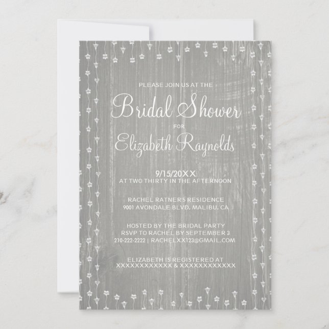 Silver Rustic Country Bridal Dusche Einladungen (Vorderseite)