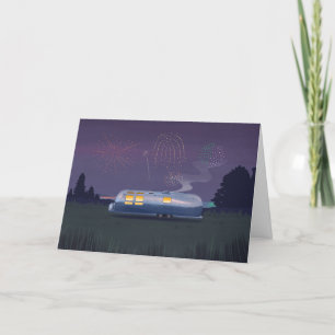 Silver RV & Night Sky Blank Card für Trailer Karte