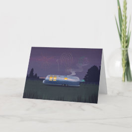 Silver RV & Night Sky Blank Card für Trailer Karte