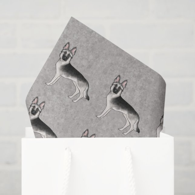 Silver Sable German Shepherd Cartoon Dog Muster Seidenpapier (Geschenktüte)