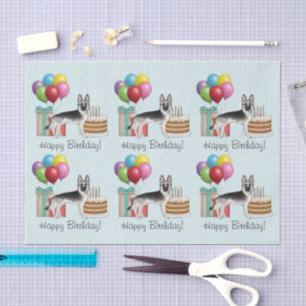 Silver Sable German Shepherd Hund farbenfroh Gebur Seidenpapier