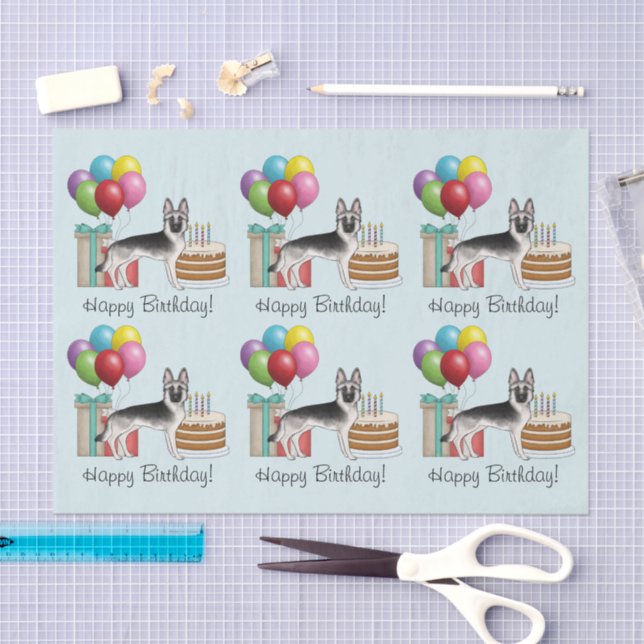 Silver Sable German Shepherd Hund farbenfroh Gebur Seidenpapier (Handwerk)