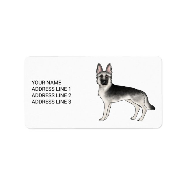 Silver Sable German Shepherd Hund und Custom Text Adressaufkleber (Vorne)