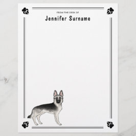 Silver Sable German Shepherd Hund und Custom Text Briefbogen