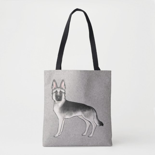 Silver Sable German Shepherd Niedlich Cartoon Dog  (Vorderseite)