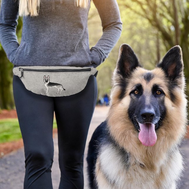 Silver Sable German Shepherd Niedlich Cartoon Dog Bauchtasche (Please note: This image is a digital mockup. The product may not be in scale.)