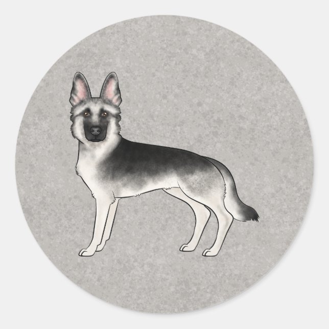 Silver Sable German Shepherd Niedlich Cartoon Dog Runder Aufkleber (Vorderseite)