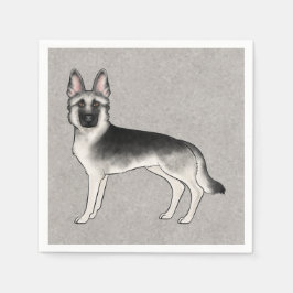 Silver Sable German Shepherd Niedlich Cartoon GSD  Serviette