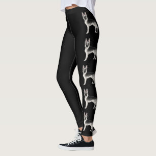 Silver Sable German Shepherd Niedlich Cartoon Hund Leggings