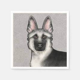 Silver Sable German Shepherd Niedlich Dog Head Serviette