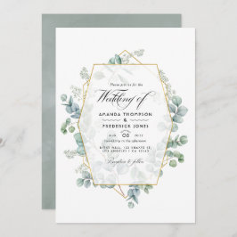 Silver Sage Eukalyptus Geometric Wedding Foto Einladung