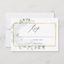 Silver Sage Eukalyptus Geometric Wedding RSVP Karte