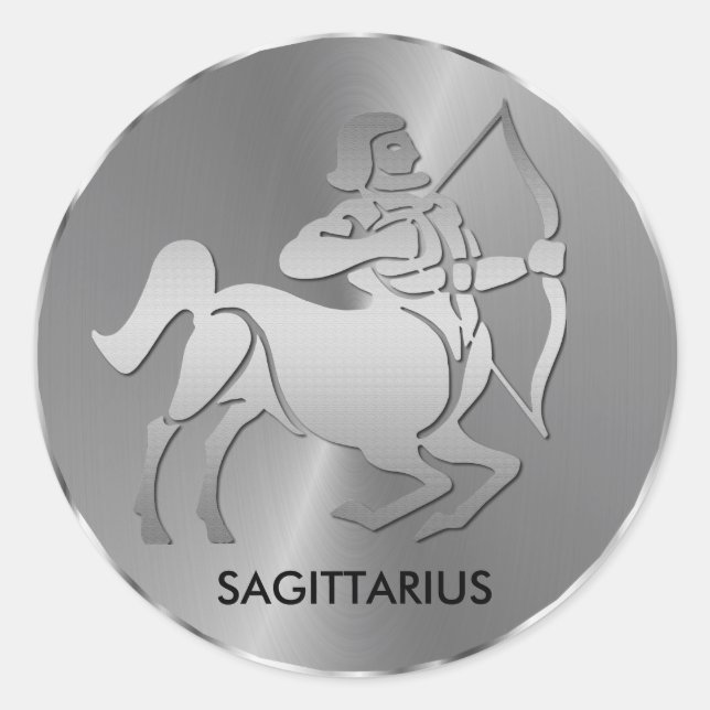 Silver Sagittarius der Bogenschütze - Zodiac-Zeich Runder Aufkleber (Vorderseite)