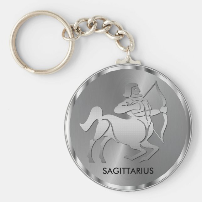 Silver Sagittarius ♐ the Archer - Zodiac-Zeichen Schlüsselanhänger (Vorne)