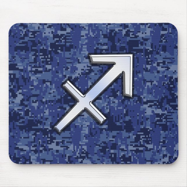 Silver Sagittarius Zodiac Sign Navy Digitale Camou Mousepad (Vorne)