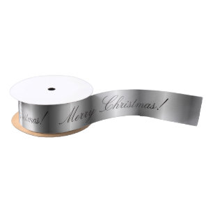 Silver Satin frohe Weihnachten Satinband