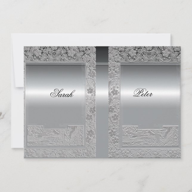Silver Save the Date Einladung (Vorderseite)