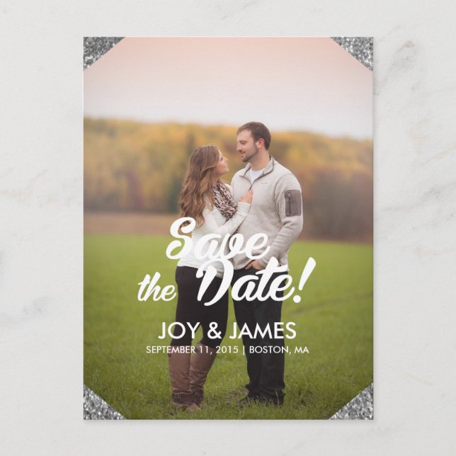 Silver Save the Date Personalisierte Ankündigung (Vorderseite)
