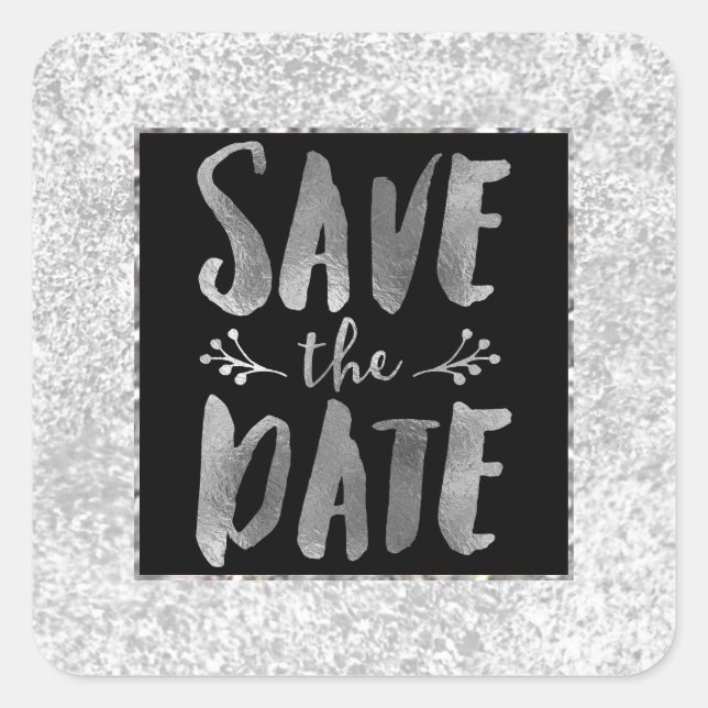 Silver Save the Date Sticker (Vorderseite)