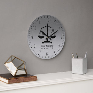 Silver Scales of Justice Große Wanduhr