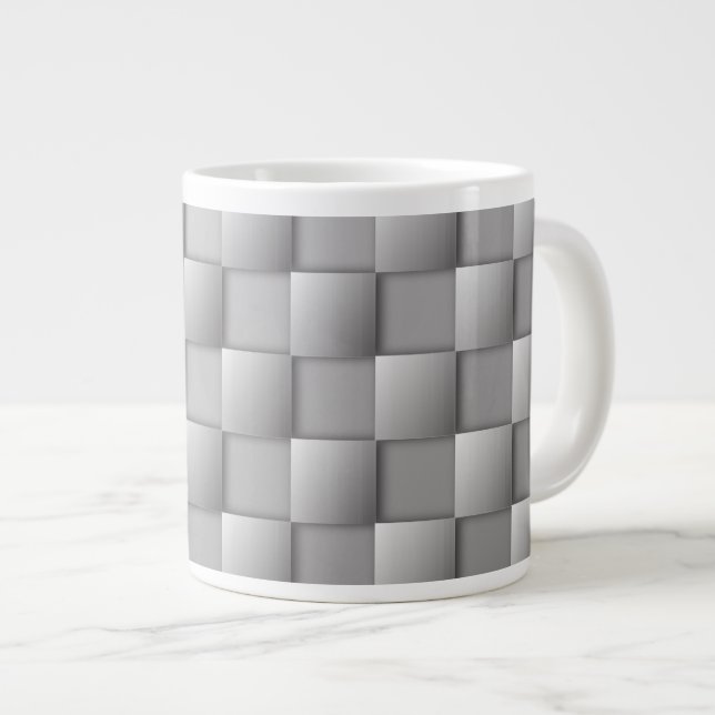 Silver Schachbretts Riesenkaffee Tasse (Vorderseite Rechts)