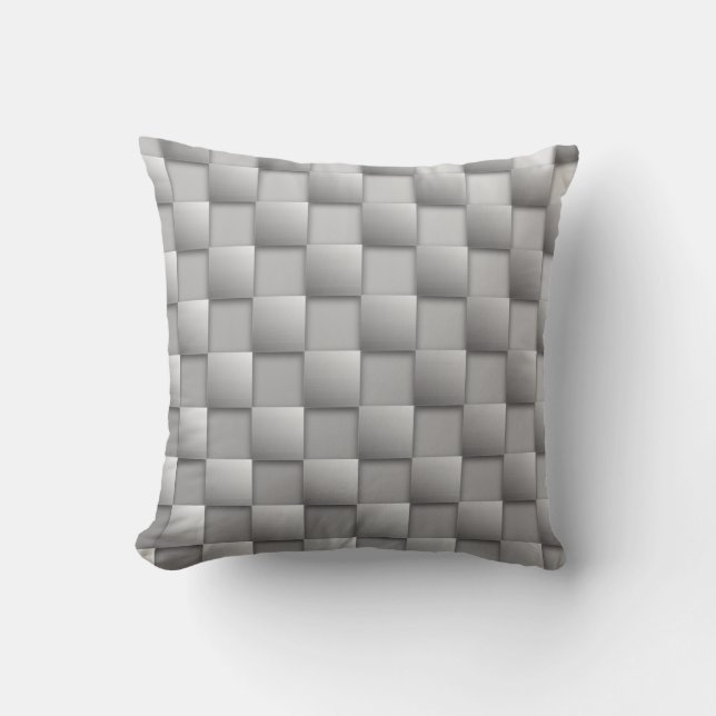 Silver Schachbretts Throw Kissen (Vorderseite)