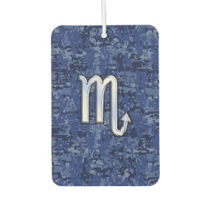 Silver Scorpio Zodiac Sign auf Blue Camouflage Autolufterfrischer