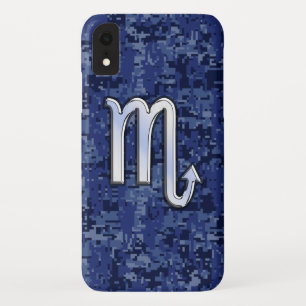 Silver Scorpio Zodiac Sign auf Blue Camouflage Case-Mate iPhone Hülle