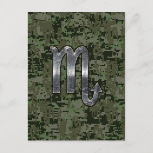 Silver Scorpio Zodiac Signage Woodland Digitale Ca Postkarte