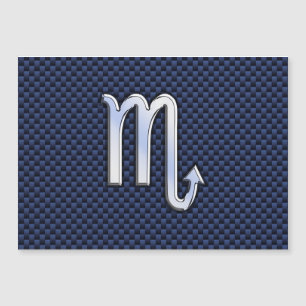Silver Scorpio Zodiac Symbol Navy Carbon Fibre Magnetkarte