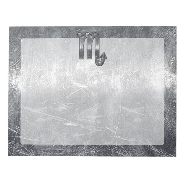 Silver Scorpio Zodiac-Zeichen gestörter Metalstil Notizblock (Vorderseite)