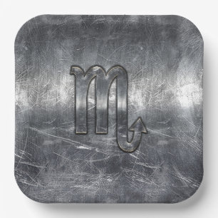 Silver Scorpio Zodiac-Zeichen gestörter Metalstil Pappteller