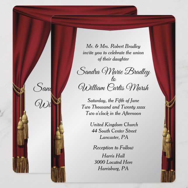 Silver Screen Movie Theme Wedding Einladung (Vorne/Hinten)