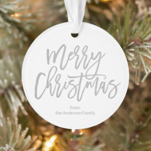 Silver Script Frohe Weihnachtsfamilie Foto Ornament