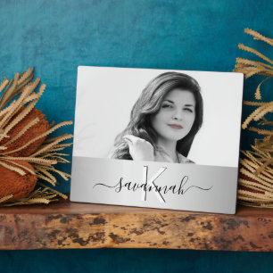 Silver-Script-Monogramm-Foto Fotoplatte