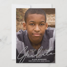 Silver Script Overlay Foto Graduation Party Einladung