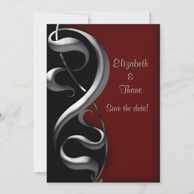 Silver Scroll Moderne gotische Hochzeit Save The Date (Vorderseite)