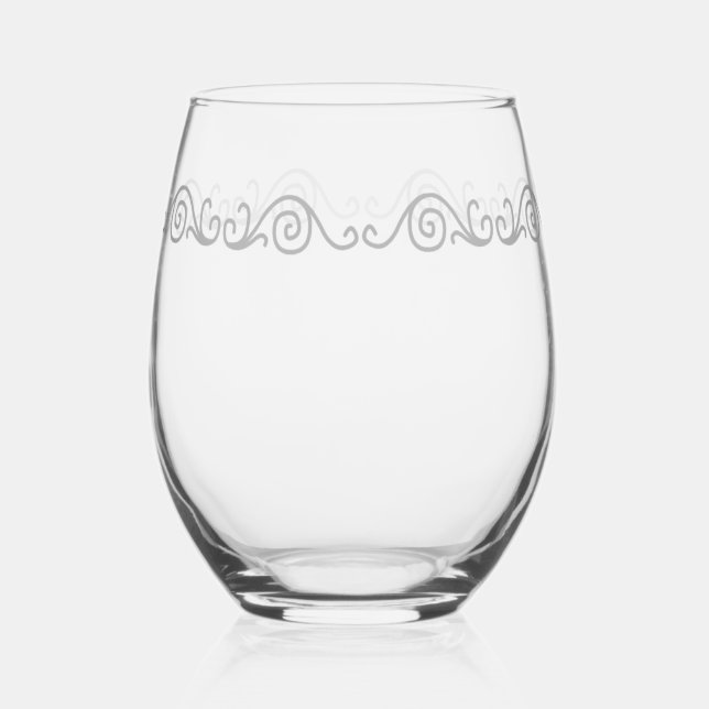 Silver Scrollwork Weinglas Ohne Stiel (Vorderseite)