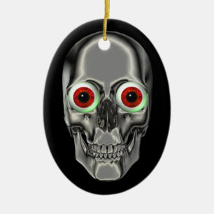 Silver Scully Red Eyeballs Fantasy Ornament