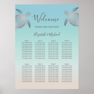 Silver Sea Turtles Beach Hochzeit Poster
