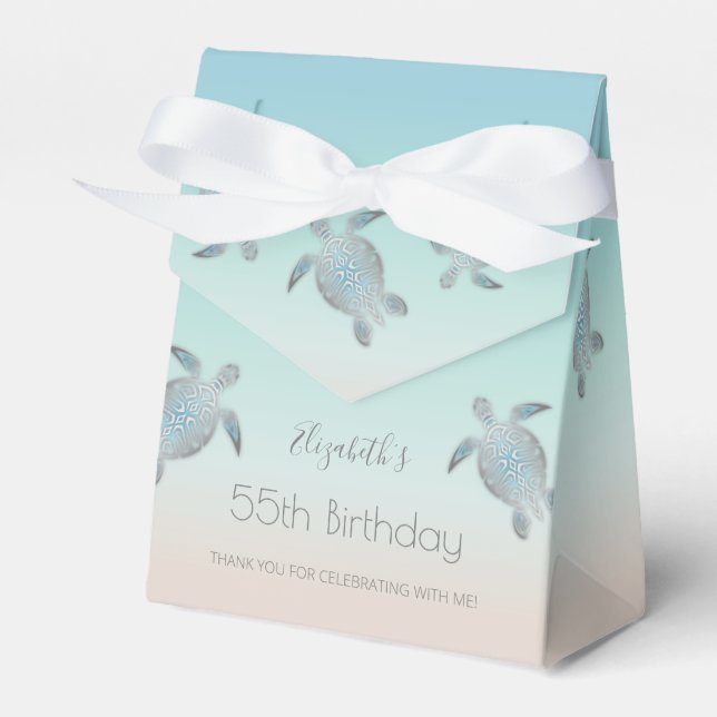 Silver Sea Turtles Custom Birthday Thank You Geschenkschachtel (Vorderseite)