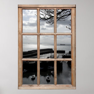 Silver Sea View aus einem Fenster Poster
