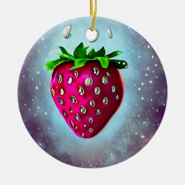 Silver Seed Strawberry Keramik Ornament (Vorne)