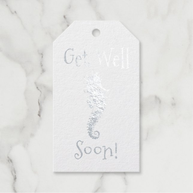 Silver Seepferd wird bald gut gefärbt Geschenktast Geschenkanhänger (Vorderseite)