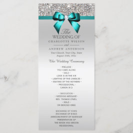 Silver Sequin Aquamarin Diamond Bow Wedding Progra Programm